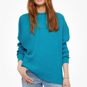 Free People Womens Downtown Knit Sweater, Blue, X-Small